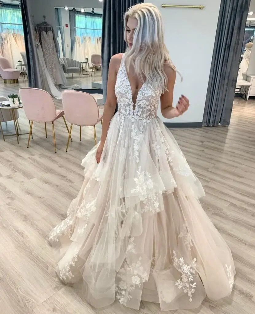 Vestido De Noiva 2019 свадебное платье с v-образным вырезом Тюль аппликации свадебное пляжное платье бохо платье невесты