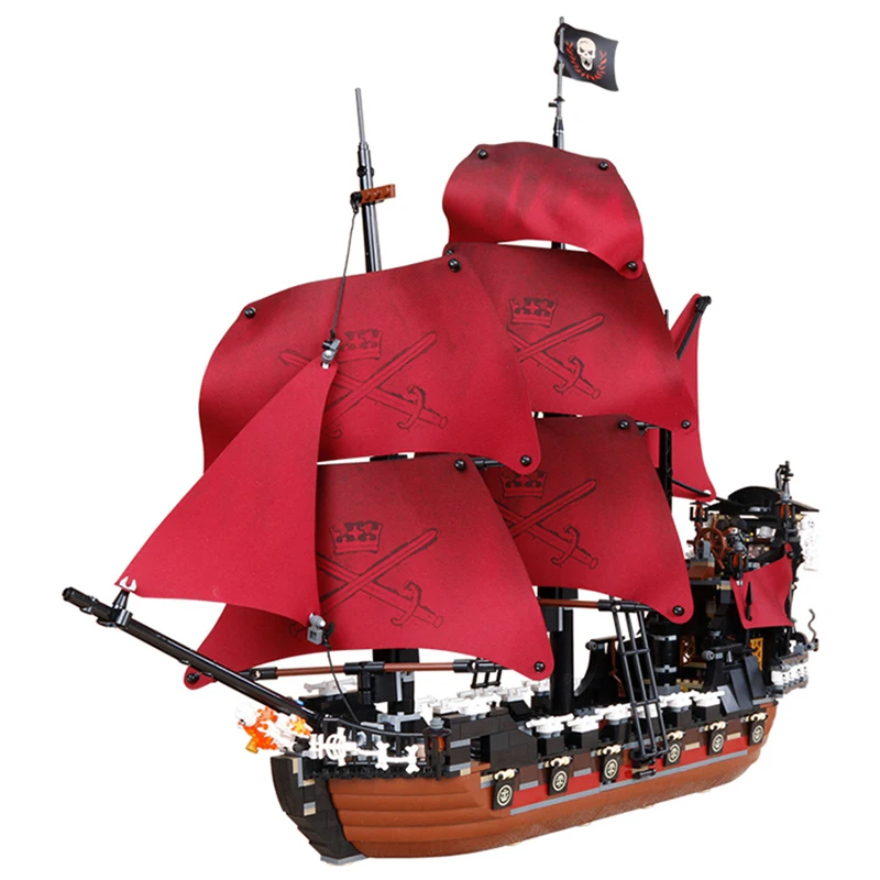16009 1151 шт серия "Пираты" Королева Анн месть модель строительные блоки Набор совместимы 4195 классический пиратский корабль игрушки
