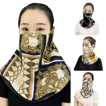 

Print Mouth Mask Lightweight Face Mask Fashion Silk Scarves Women Sun Protection Dust Mask Outdoor Riding Anti-flu Silk Masks