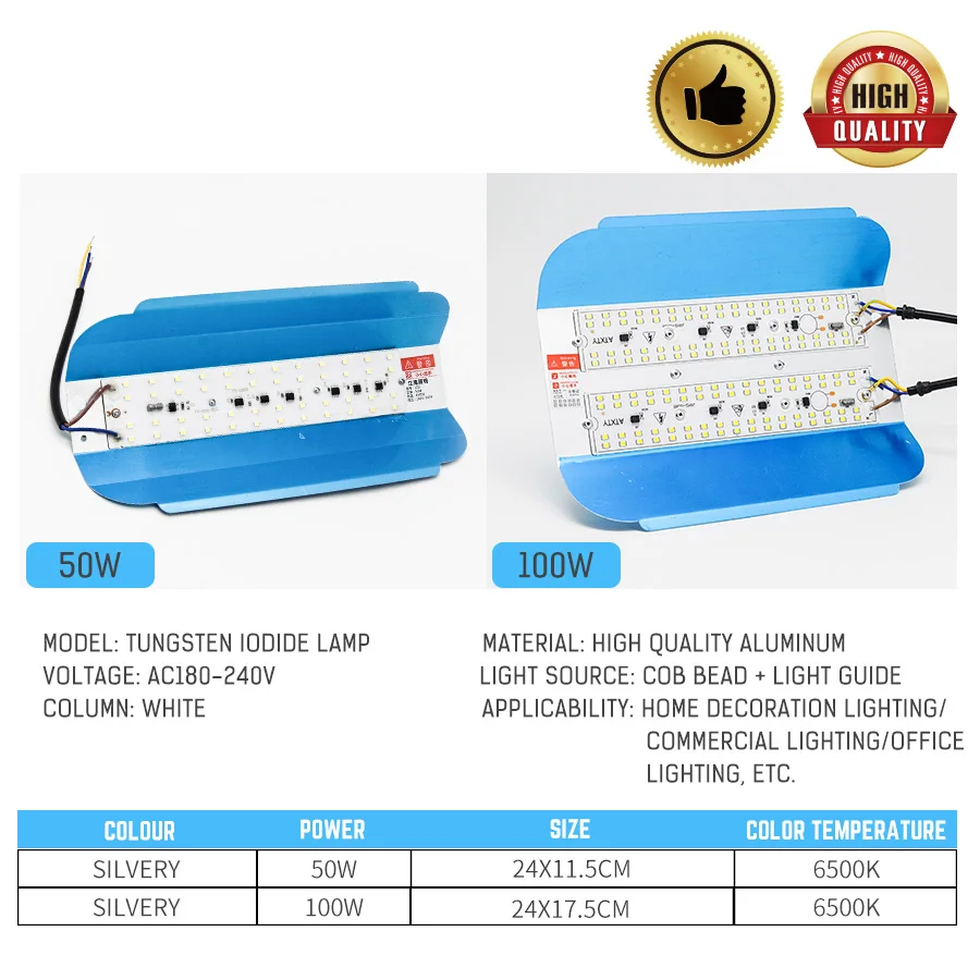 50 Вт/100 Вт Светодиодная Вольфрамовая Лампа Lodine прожектор дневной свет белый 6500K