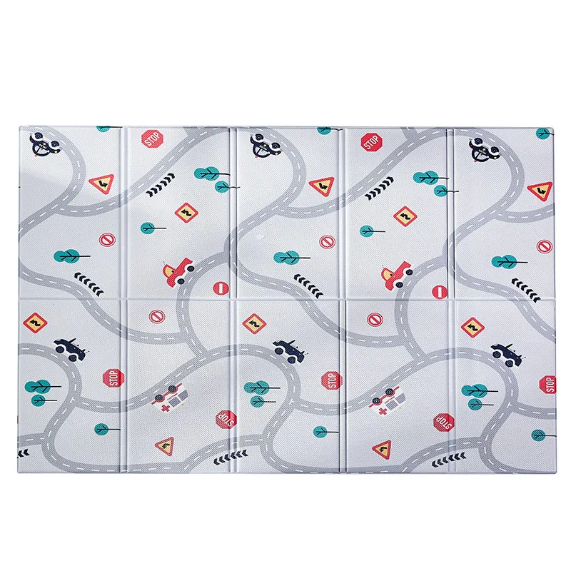 Infant Shining Baby Play Mat PVC Cartoon 100*140*1.0cm Square Carpet Waterproof High Density Non-slip Large Crawl Mat - Color: Grassland