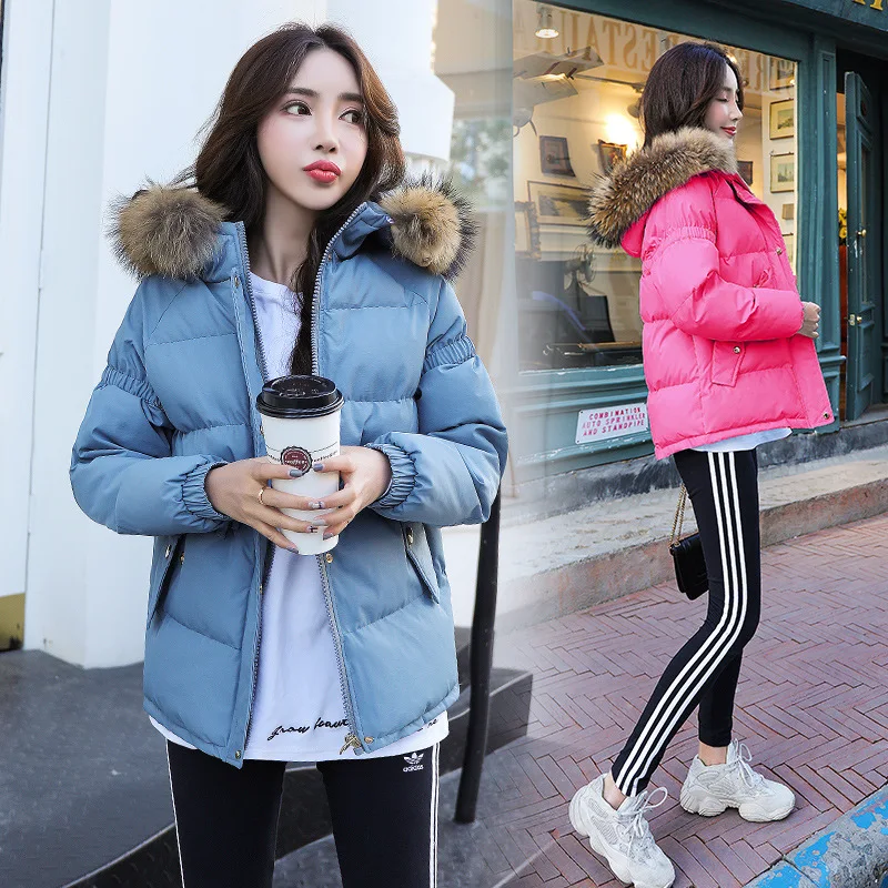 

Winter Cotton-padded Clothes Women's Short down Coat 2018 New Style Korean-style Large Fur Collar Loose-Fit Padded Jacket-Style