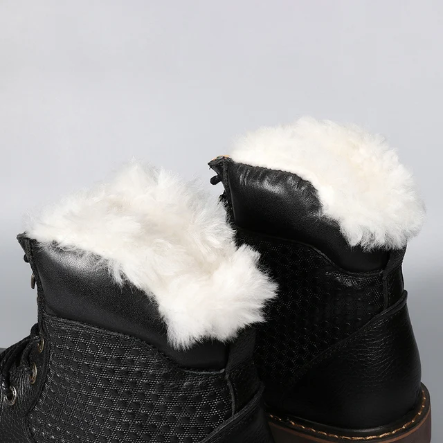 Natural Wool Men Winter Boots Size 36~48 Genuine Leather Winter Boots for men Russian Style Men Snow Boots #YM1570 5