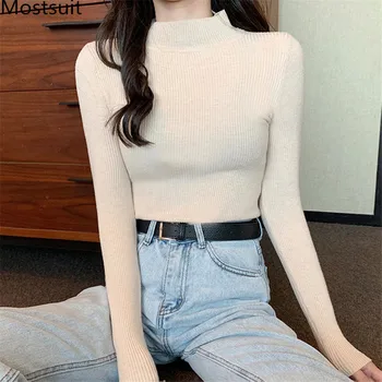 

2020 Spring Autumn Fashion Solid Knitted Pullover Sweater Women Long Sleeve Turtleneck Basic Casual Korean Simple Tops Sweaters