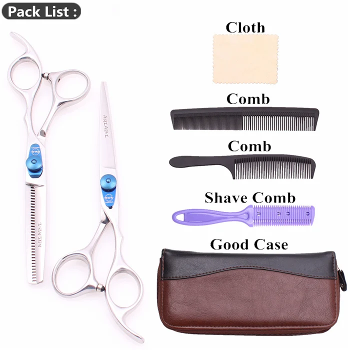 Hair Scissors 6" JP 440C AQIABI Brand Hair Cutting Scissors Thinning Shears Barber Shears Hairdressing Scissors Anti-Tooth A1115 - Цвет: A1115N Lan D-B 6YY