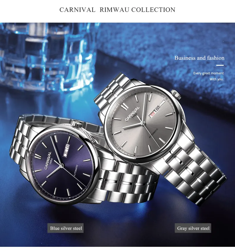 Switzerland Carnival Mechanical Watch Men MIYOTA Automatic Men Watches Luxury Brand Waterproof Clock Sapphire Montre Homme Reloj