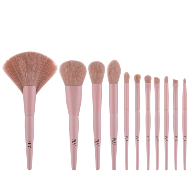 11Pcs Pink Fan Makeup Brushes Foundation Powder Eyeshadow Eyebrow Highlight Make Up Brush Set Tool Brocha Maquillaje 6Colors