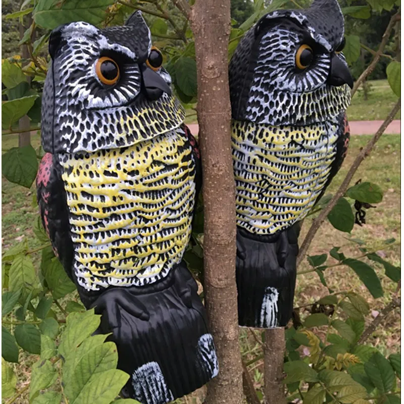Приманка в виде совы 360 Вращающаяся голова пугалка подвеска статуя реалистичные