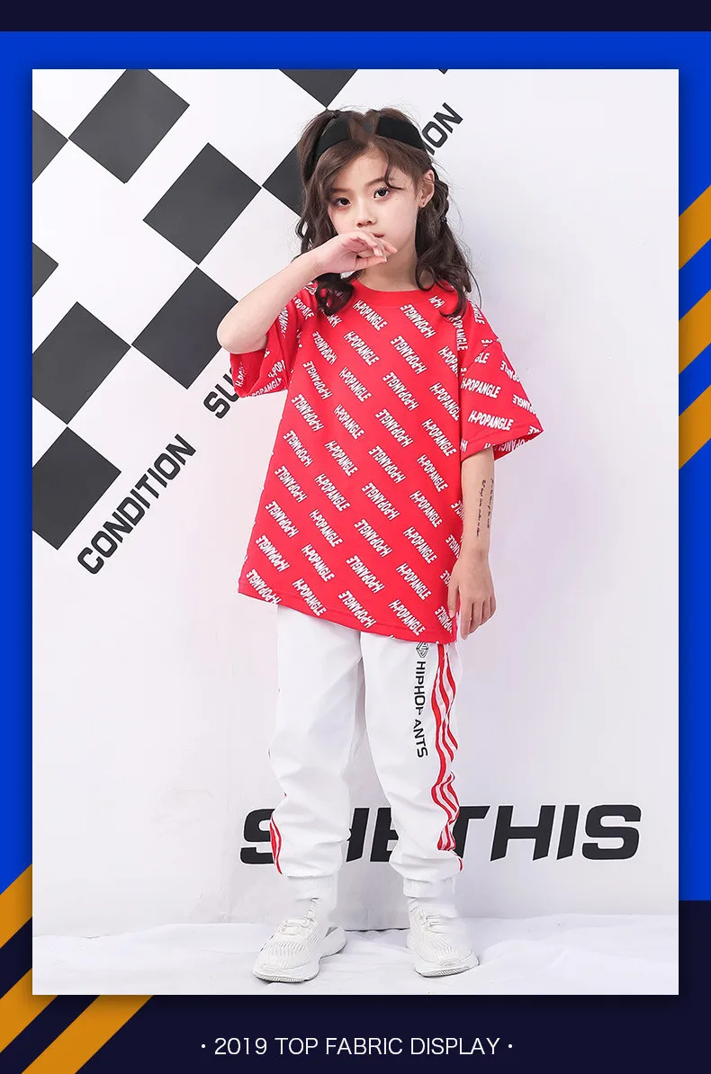 Children's Jazz Costumes New Hip-Hop Set Summer Girls Short-Sleeved Print shirt Pants Suit Kids Catwalk Show Performance Clothes (11)