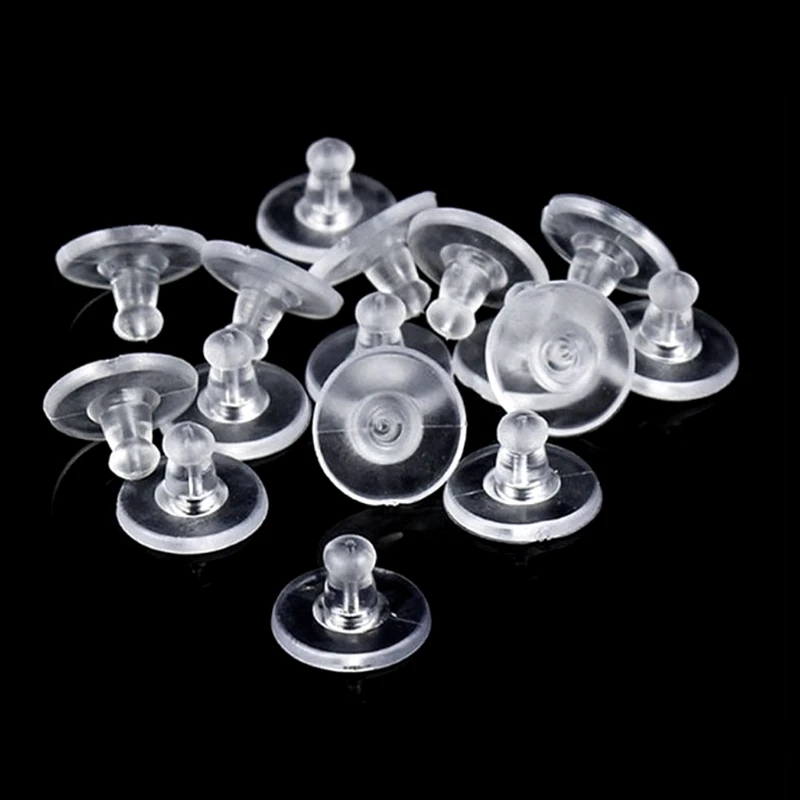 

100pc Clear Rubber Earring Safety Back Bullet Clutch Earring Pad Jewelry Finding 634D