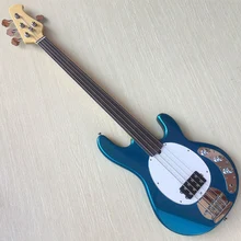 4 струны, безрезная бас-гитара, цвет металлик, синий, без Лады, корпус липы, 864 мм, масштаб, электрическая бас-гитара, хорошее качество