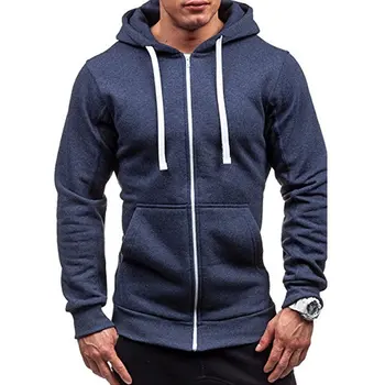 

Plus Size Men's Hoodies Tracksuit 2019 Autumn Winter Drawstring Pocket Hooded Sweatshirt Long Sleeve Zip Slim Coat Male Jacket
