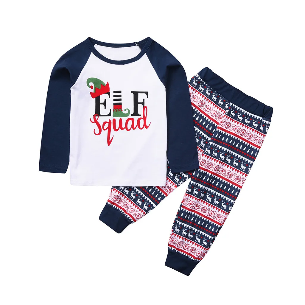 Детские Рождественские комплекты одежды для сна детская одежда Рождественский пижамный комплект со штанами в клетку с надписью для мальчиков и девочек, хлопковый домашний костюм для детей,# Y1