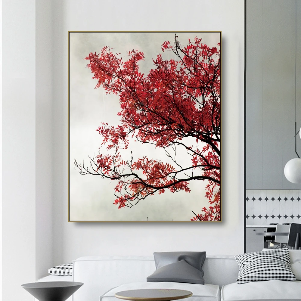 Cassisy Canvas Art Painting? Red maple?Poster Picture Wall Decor Modern Home Decoration Gift For Living room Office