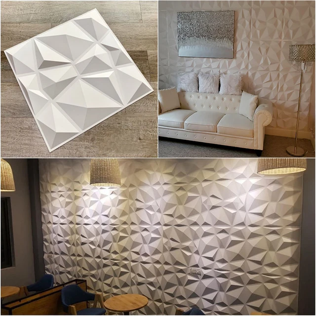 Autocollant mural 3D Non adhésif, 30cm, panneau mural décoratif ondulé en  diamant, carrelage en plastique, papier peint pour salon et salle de bain -  AliExpress