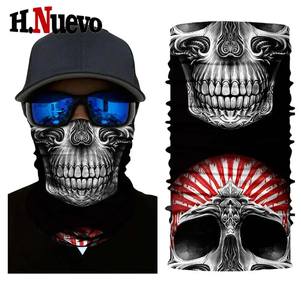 HR040343 Балаклава маска для лица Мотоцикл призрак тактическая Durag Лыжная велосипедная тушь мотоциклетный шарф маска череп маски бандана мотор - Цвет: HR040343