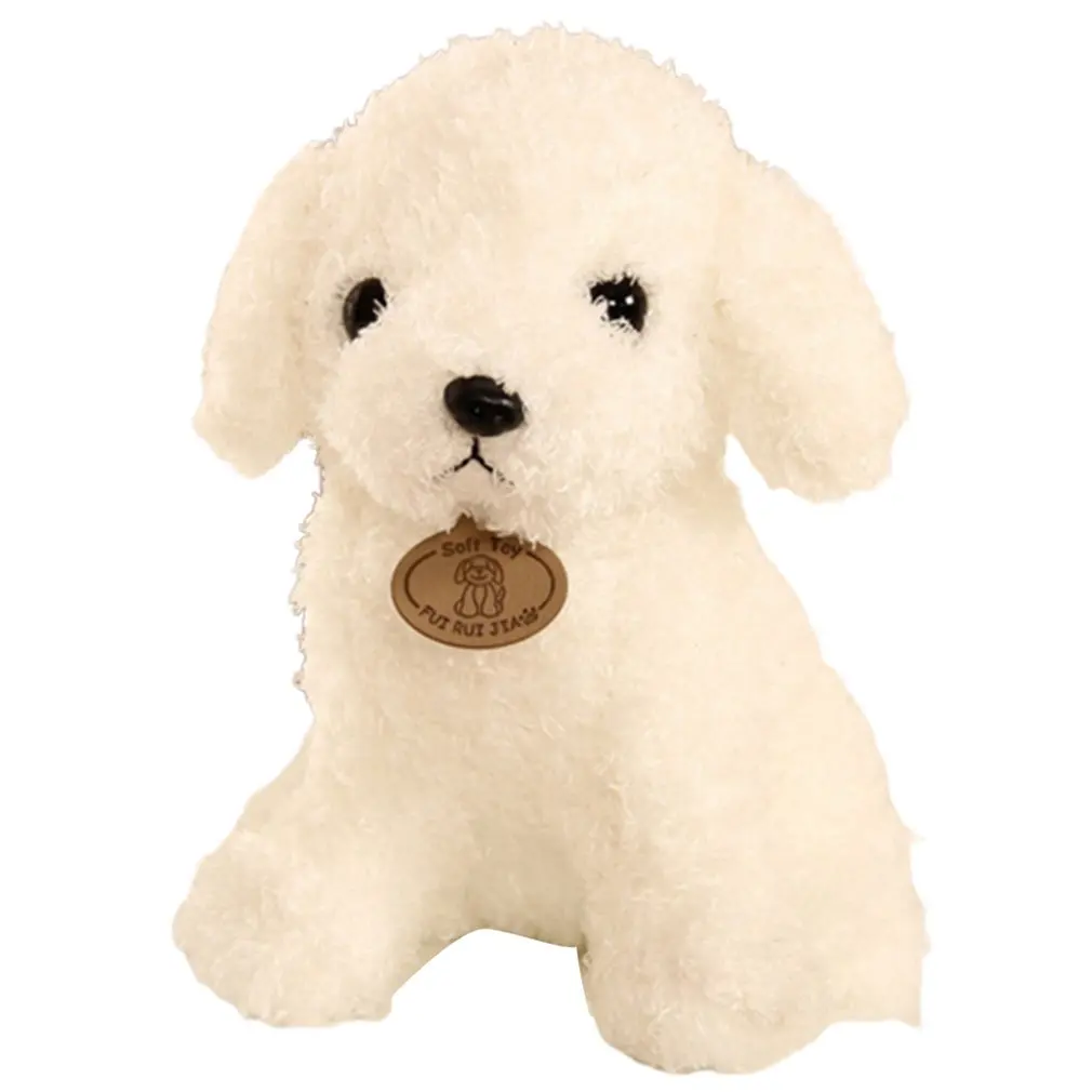 Супер милая имитация собака плюшевая Тедди игрушки куклы носить шарф Одежда пудель кукла собаки для детей подарки на день рождения - Цвет: white