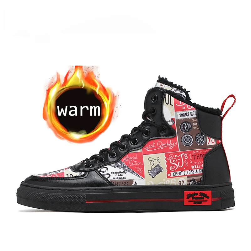

2020 New Autumn Winter Personality Sneakers Men Shoes High Top Hip Hop Casual Warm Plush Breathable Male Footwear Street Zapatos