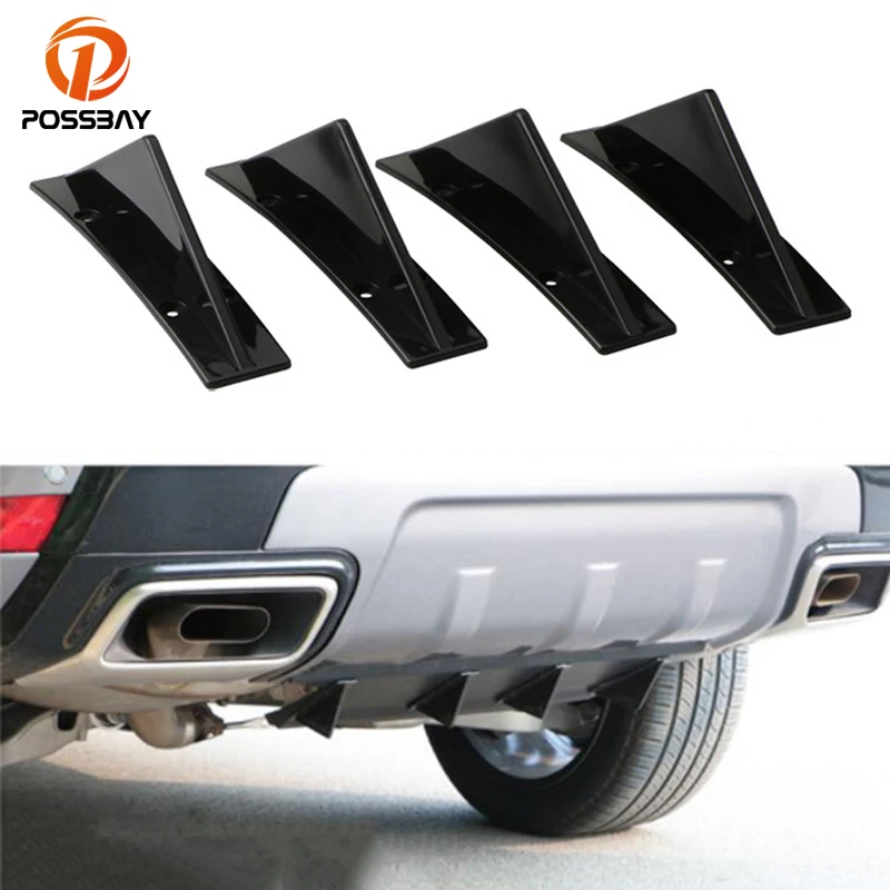 Car 4 Pcs Carbon Fiber Look Rear Bumper Diffuser Lip Splitter Shark Fin Trim Caps Styling Cover for Audi Dodge Ford Toyota Honda |