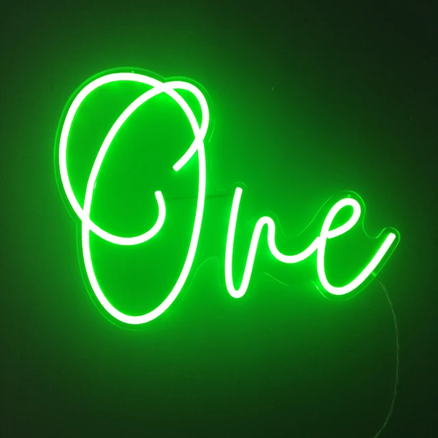 Birthday Custom Made  Number One Neon Sign Phrase Led Lights Party Wedding Wall Art Home Bar Light Personalized Decor green
