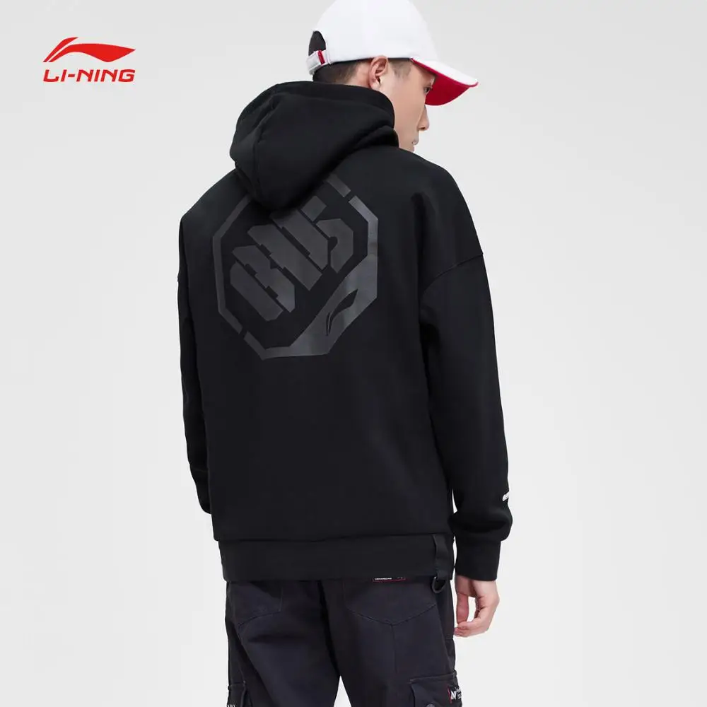 Li-Ning Мужская баскетбольная толстовка с капюшоном, теплый флис, обычная посадка, 34% хлопок, 66% полиэстер, Удобная подкладка, спортивные топы AWDN833 MWW1507