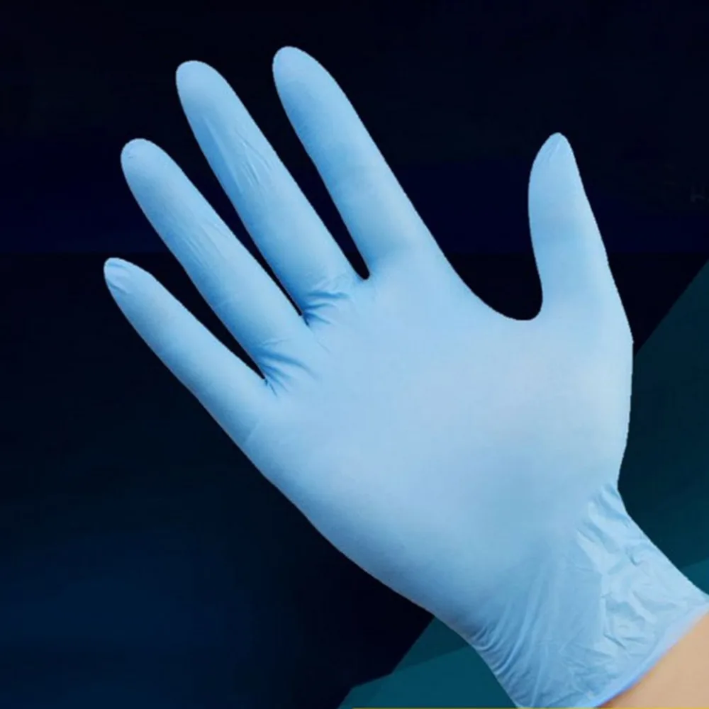 

100pcs/box Blue Nitrile Disposable Gloves Wear Resistance Chemical Laboratory Electronics Food Medical Testing Work Gloves