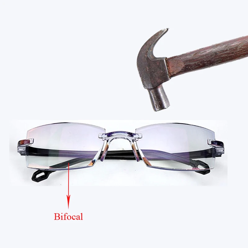 

Anti Blue Light Blocking Rimless Reading Glasses Women Men Square Frameless Presbyopic Glasses Diopters