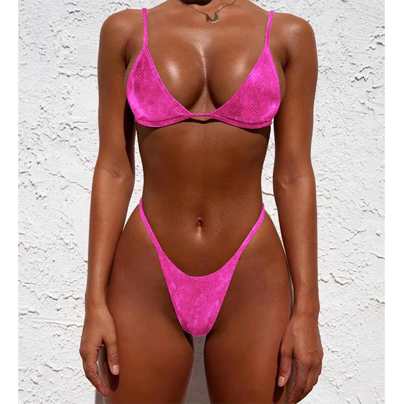 

Glitter Bikini Set Sexy Bathing Suit Two Piece Swimwear New Biquini Maillot De Bain Short Femme High Waist Brazilian Beachwear