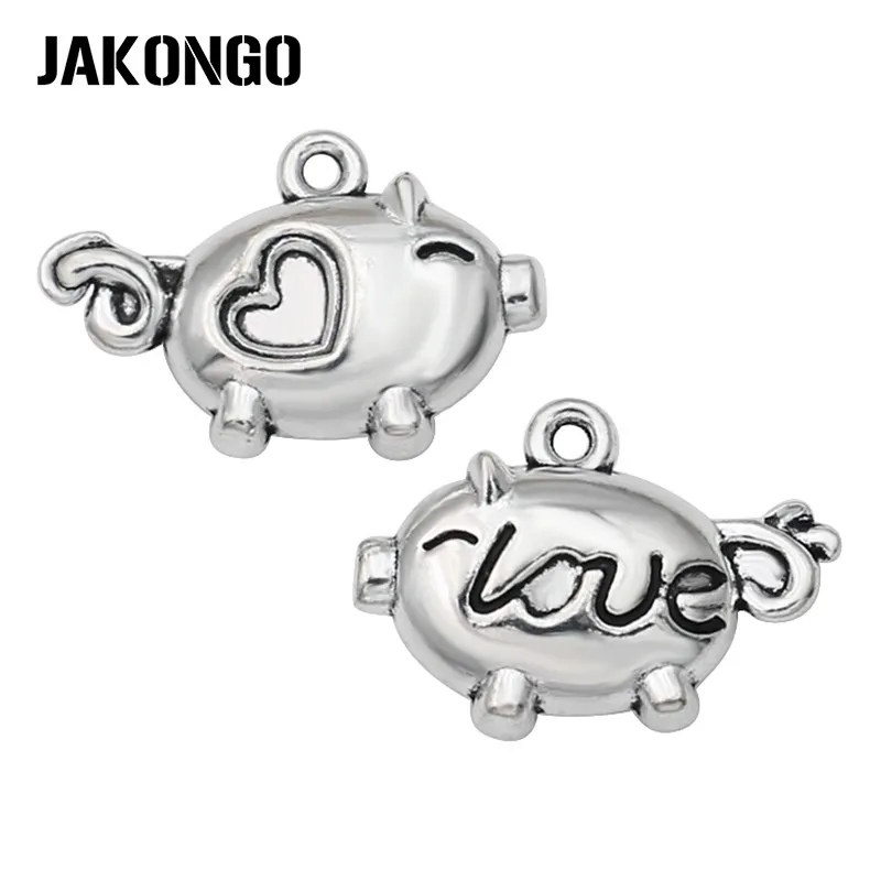 20 шт античные посеребренные подвески в виде Свинки сердца Подвески для