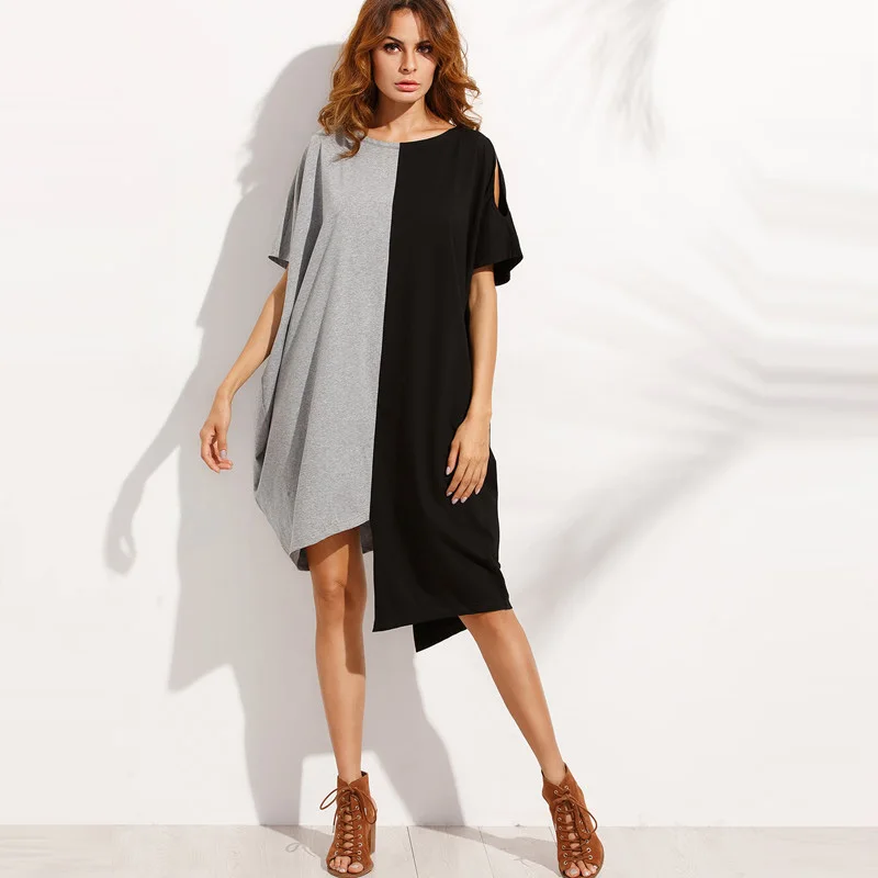 Летнее женское платье размера плюс, Повседневная блуза-рубашка, платье 5XL, короткое пляжное платье свободного кроя с коротким рукавом, вечерние платья - Цвет: Черный