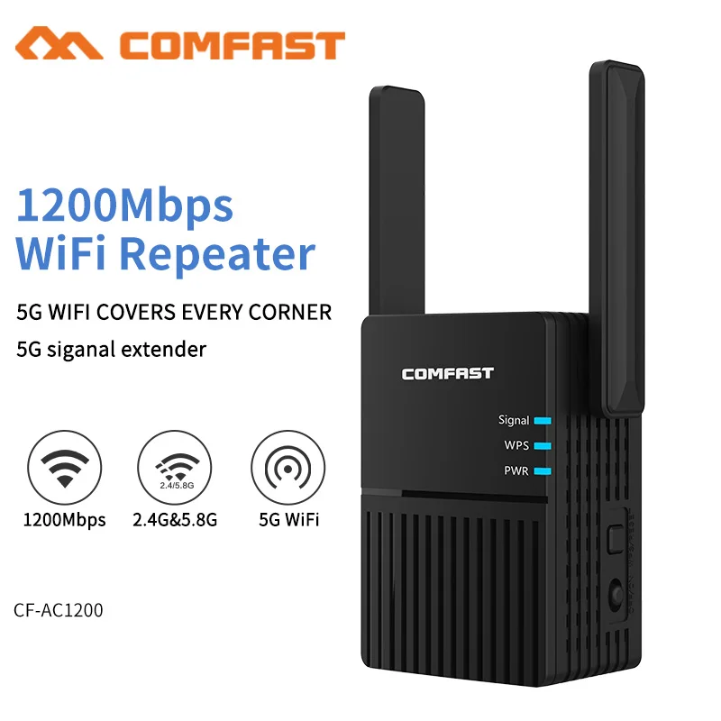 1200Mbps Long Range Dual Band 2.4+5Ghz Wireless Wifi Repeater High Power Signal Booster Wi fi Extender Wlan Wi-fi Amplifer 1