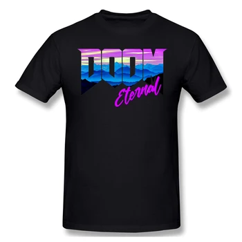 

High Quality O-Neck 100 Cotton Tops & Tees band RetroWave T-shirt summer / autumn doom eternal sleeve short