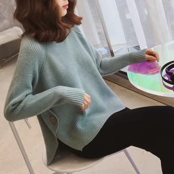 

One size half turtleneck ladies suit spring and autumn long-sleeved sweater loose solid color pullover wild bottoming shirt