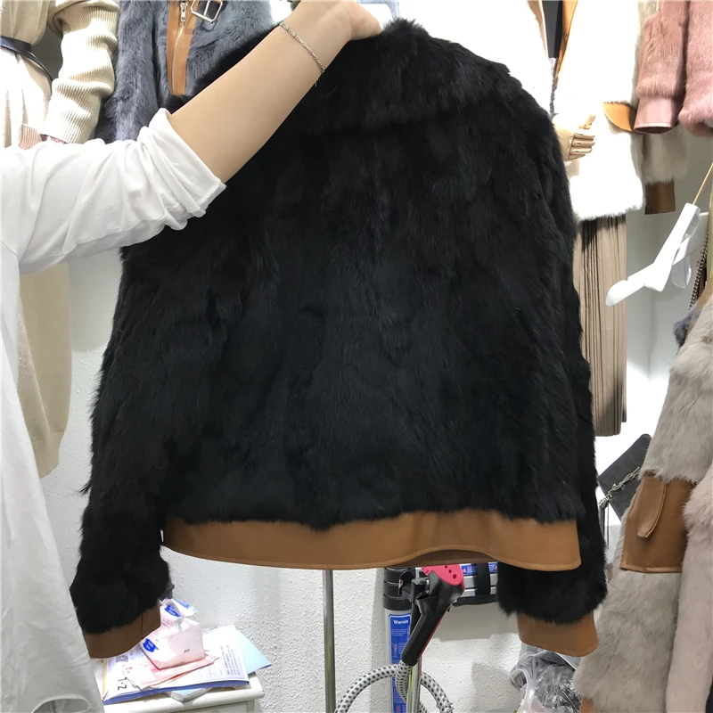Женская куртка из натурального кроличьего меха, новинка, зимняя короткая шуба, шуба из кроличьего меха, женские теплые куртки и пальто с пряжкой