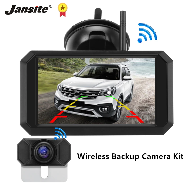 

Jansite 5 inch Digital Wireless Backup Rear View Parking Camera Monitor Kit Night Vision Waterproof for Truck Minibus Trailer