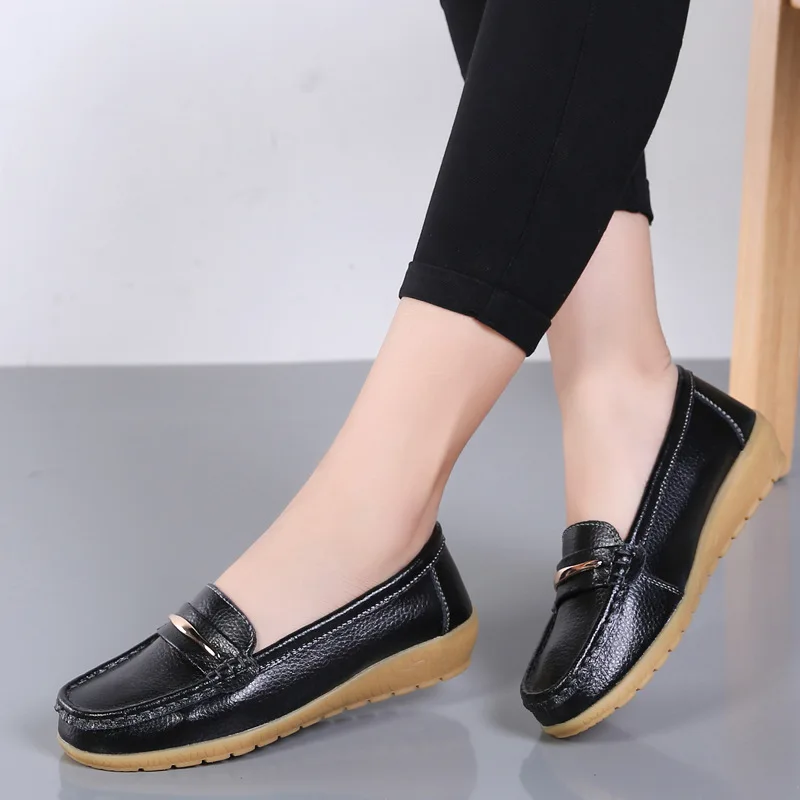 Women's Leather Slip-On Flats Spring Autumn Sizes 35-44
