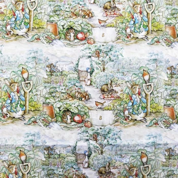 

50*140cm Plain Weave Cotton Cartoon Rabbit Print Fabric Sewing Material Quilting Patchwork Needlework DIY Handmade Cloth Dress