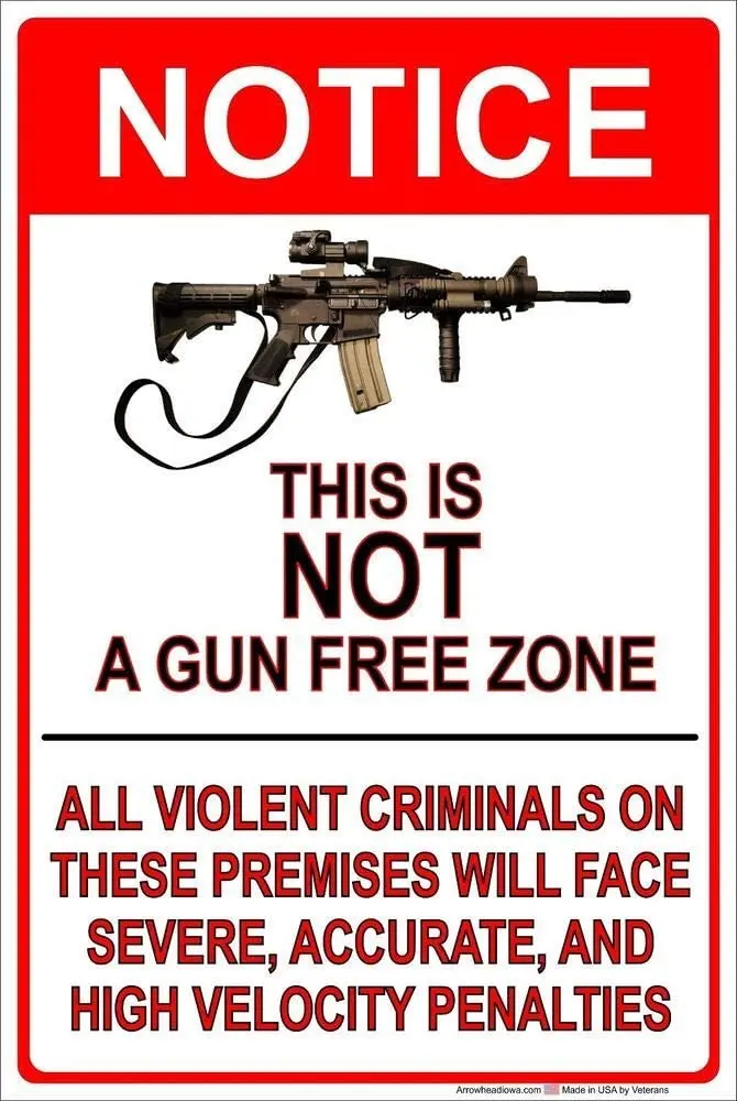 

AIDANDAN Notice This is Not A Gun Free ZoneOld Design Tin Signs Vintage Metal Tin Signs for Wall Art Decor