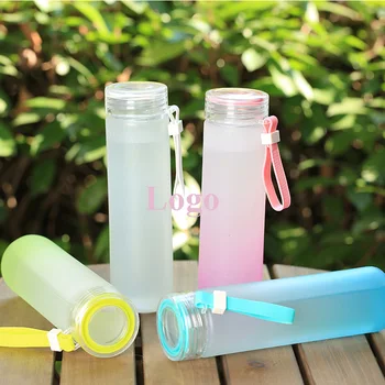 

Kpop Customized Glass Bottles Summer Gradient Frosted Freshness Letter Lemon Cup