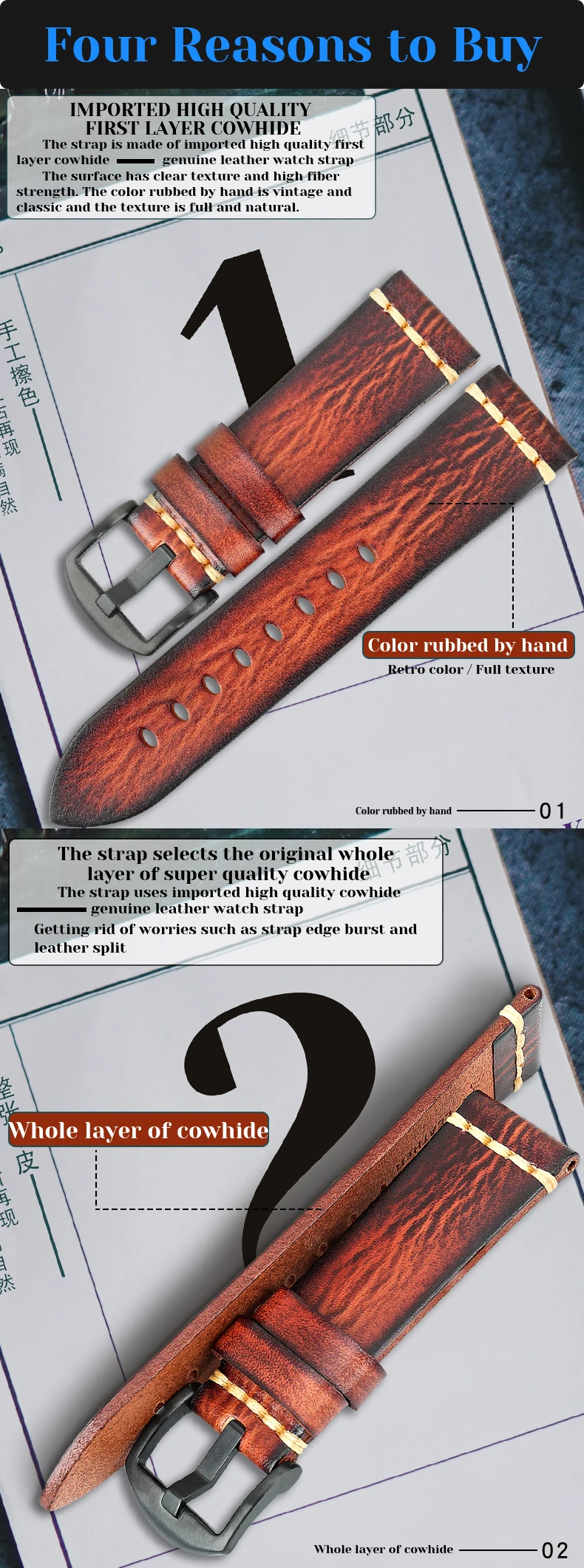 Maikes Genuine Leather Watchband for Galaxy Watch Strap 18mm 20mm 22mm 24mm Watch Band Tissote Timex Omega Wrist Bracelets