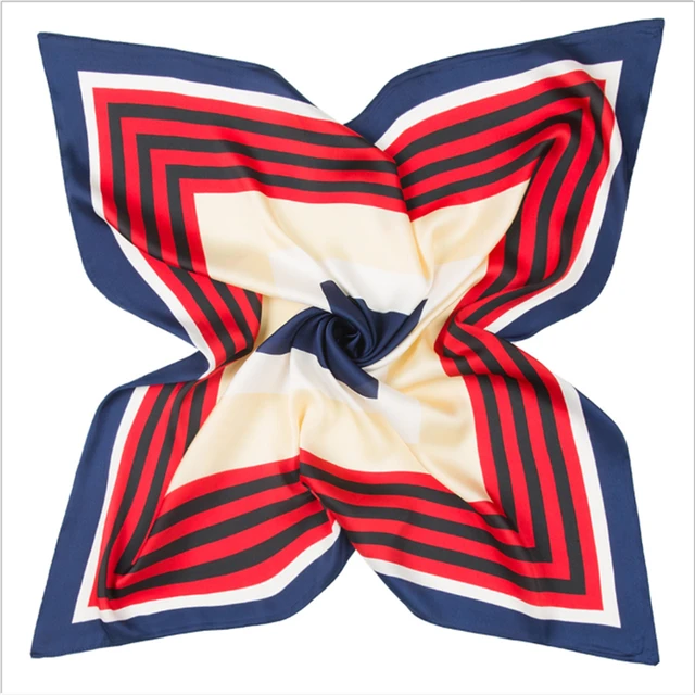 2021 summer square 33 color silk scarf fashion print ladies luxury hair band turban handkerchief head female beach shawl ML15 1