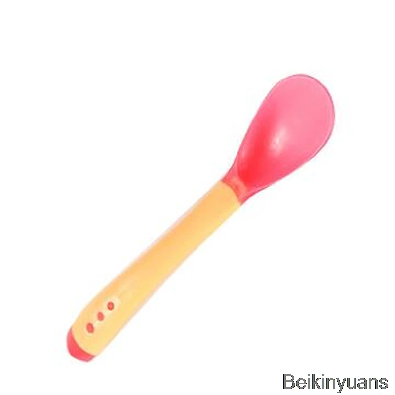 Pink spoon Детские столовые приборы, Индукционная ложка для еды, безопасное использование, набор столовых приборов - Цвет: Pink spoon