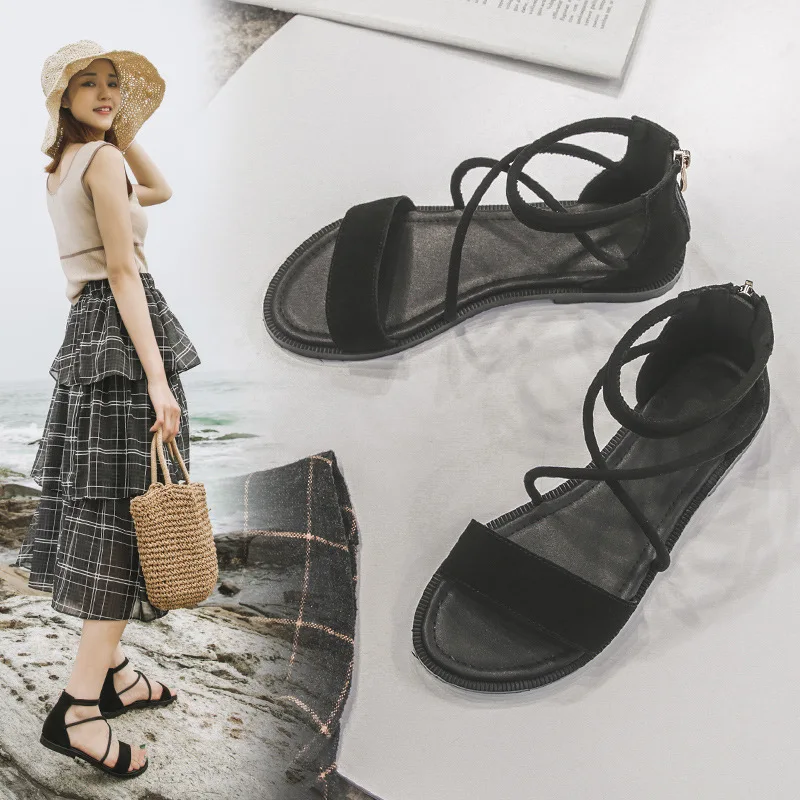 

Dull Polish Sandals Online Celebrity WOMEN'S Shoes Fairy Beach 2019 Summer New Style Large Size 40-43 Summer