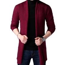 Весна молодежный Мужской свитер сплошной цвет джемпер Корейская рубашка с длинными рукавами мужской тонкий длинный кардиган свитер J744