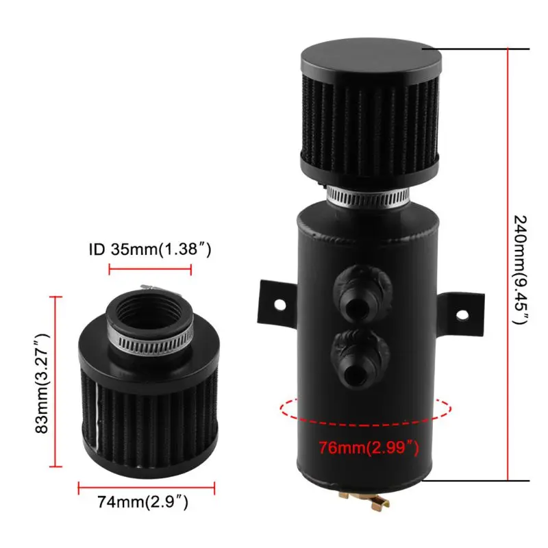 Car Modification Universal 0.75L Exhaust Gas Oil Ventilating Pot Oil Filter Pot with Air Filter with AN10 Connector Auto Parts