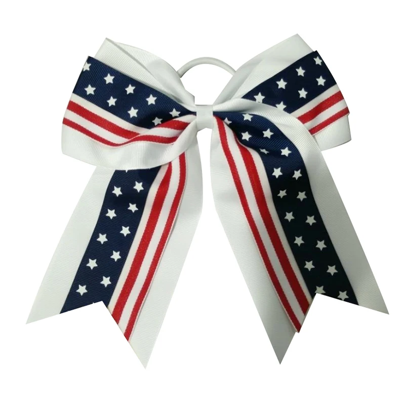 7 дюймов для девочек 4th of July с рисунком флага для девочек банты для волос с эластичной резинкой на День Независимости Бантики