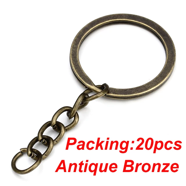 5-20pcs/lot Key Chain Key Ring keychain Bronze Rhodium Gold 28mm Long Round Split Keyrings Keychain Jewelry Making Wholesale DIY 20PCS Antique Bronze