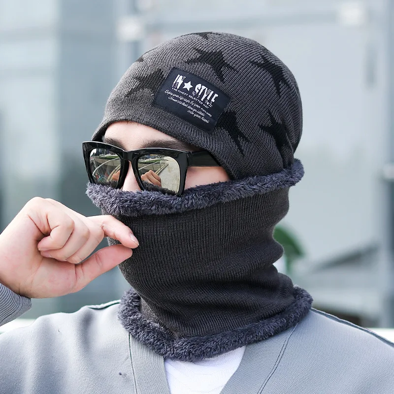 Зимние шапочки, мужской шарф, вязаная шапка, s Gorras Bonnet, мужская шапка плюс бархатная Шерстяная кепка, теплая зимняя мужская шапка, шапочки