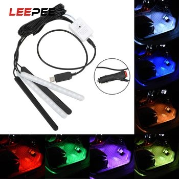 

LEEPEE 1Set 12LEDs Auto Decoration Atmosphere Lamps Car-styling Car Interior Lights Remote Control Car RGB Strip Light