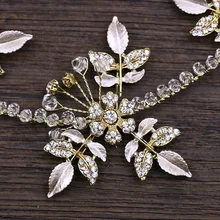 Изысканный хрусталь повязка на голову головной убор для невесты с цветочным принтом повязка на голову, резинки для волос